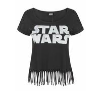 Star Wars Womens Black Logo Fringe Short Sleeved T-Shirt - Medium
