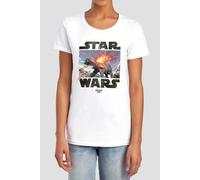 Star Wars Women's Mandalorian Grogu At At Attack T-Shirt, White | Size: 2XL Star Wars White 2XL