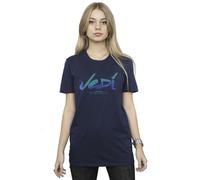 Star Wars Women's Obi-Wan Kenobi Jedi Painted Font Cotton Boyfriend T-Shirt in Navy | Size: Large Star Wars Navy L