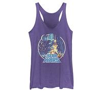 Star Wars Women's Officially Licensed Vintage Victory Junior Racerback Tank Top Shirt, Purple Heather, Small, Purple Heather, S