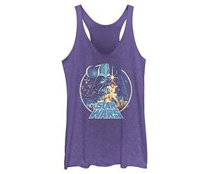 Star Wars Women's Officially Licensed Vintage Victory Junior Racerback Tank Top Shirt, Purple Heather, Small, Purple Heather, S