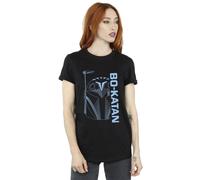 Star Wars Women's The Mandalorian Bo Katan Helm Cotton Boyfriend T-Shirt in Black | Size: Small Star Wars Black S