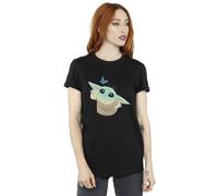 Star Wars Women's The Mandalorian Butterfly Catching Cotton Boyfriend T-Shirt in Black | Size: Small Star Wars Black S