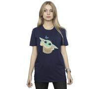 Star Wars Women's The Mandalorian Butterfly Catching Cotton Boyfriend T-Shirt in Navy | Size: Medium Star Wars Navy M