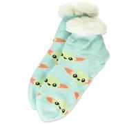 STAR WARS Women's The Mandalorian Short Cozy Warmer Socks Slipper, Blue Turq, 8-10 UK