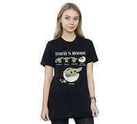Star Wars Women's The Mandalorian The Child Moods Boyfriend Fit T-Shirt Black Small