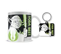 Star Wars Yoda Gift Set (Yoda Best Design) Mug 315 ml, Coaster, Keyring Set, Ceramic Coffee Mug - Official Licensed Product