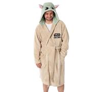 Star Wars Yoda Hooded Bathrobe | Beige Cosy Fleece Unisex Loungewear | Long Sleeve Tie Closure for Adults | Classic Movie Merch - Small