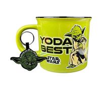 Star Wars Yoda Mug and Keyring Set in Presentation Gift Box (Yoda Best Design) 11oz Ceramic Campfire-Style Mug and Woven Key Fob - Official Merchandise