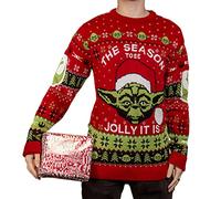 Star Wars Yoda Season to be Jolly Knitted Christmas Jumper Unisex for Men or Women - Ugly Sweater Gift (Size: L)
