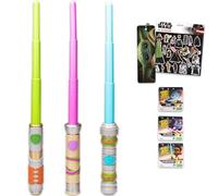 Star Wars Young Jedi Adventures Lightsabers - Bundle with 3 Star Wars Jedi Dueling Lightsabers Featuring Kai Brightstar, Nubs, LYS Solay Plus Stickers, More | Retractable Light Sabers for Kids