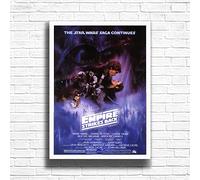 Star WarsV Empire Strikes Back, 80s Movie Print Vintage Nostalgic Film Poster, A4 and A3 Size Frame, Home, Pub, Café, Bar Decoration Wall Art Print, House gift for movie lovers (A4 Framed (White))