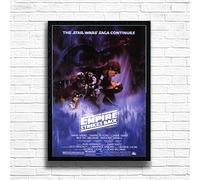 Star WarsV Empire Strikes Back, 80s Movie Print Vintage Nostalgic Film Poster, A4 and A3 Size Frame, Home, Pub, Café, Bar Decoration Wall Art Print, House gift for movie lovers (A3 Framed (Black))