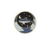 Star Whale Astronomer Couple Pins Silver Gold Plated Alloy Metal Accessories Perfect Romance Anniversary Present Astronaut Whale Couple Pin, One Size, as described