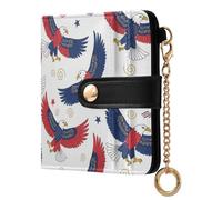 Star White Hawk Pattern Small Women Wallet Leather RFID Blocking Bifold Compact Card Holder with Coin Pocket Zipper Purse for Ladies Women Girls