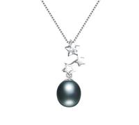 star zircon pendant fine for women 100% genuine natural freshwater oval pearl necklace