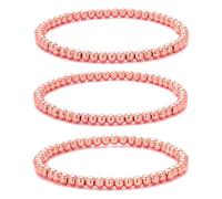 Starain Rose Gold Beaded Bracelets for Women Trendy Beaded Ball Stretch Bracelet Stackable Rose Cuff Bracelet Set, M, Metal, No Gemstones