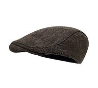 STARANCE Men's Flat Cap Wool Tweed Driving Cap Irish Newsboy Hat, Herringbone Coffee, One Size