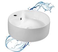Starbath Plus - Ceramic Sink - Round Shape - Gloss White - Measures 40 x 40 x 15 cm - Ideal for Countertop Bathroom Furniture and Toilets