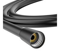 STARBATH Shower Hose Plastic PVC Smooth Shower Hose Flexible Anti-Kink Handheld Shower Head Hose with Brass Connections (1.6m Black)