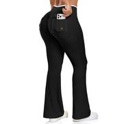 STARBILD Flare Leggings with Pockets for Women, Scrunch Cargo Sport Bootcut Tights V Waist, Yoga Pants Butt Lifting for Workout Gym Fitness Casual
