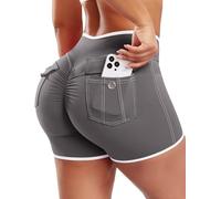 STARBILD Gym Shorts for Women with Pockets, 4.5'' Cargo Shorts Sport V Waist Booty Lifting for Workout Yoga Fitness, Grey XL
