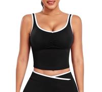 STARBILD Women's Athletic Tank Top Sleeveless, Yoga Tops Basic Classic, Gym Vest with Removable Bra Pads, Sports Crop Shirts for Workout Casual, Pitch Black XS