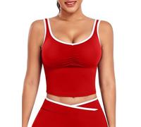STARBILD Women's Athletic Tank Top Sleeveless, Yoga Tops Basic Classic, Gym Vest with Removable Bra Pads, Sports Crop Shirts for Workout Casual, Chili Red XS