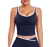 STARBILD Women's Athletic Tank Top Sleeveless, Yoga Tops Basic Classic, Gym Vest with Removable Bra Pads, Sports Crop Shirts for Workout Casual, Navy Blue XS