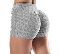 STARBILD Women's Scrunch Bums Shorts High Waist Anti Cellulite Honeycomb Biker Cycling Shorts Ladies Boom Booty Short Summer Hot Pant Grey