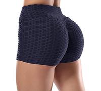 STARBILD Women's Scrunch Bums Shorts High Waist Anti Cellulite Honeycomb Biker Cycling Shorts Ladies Boom Booty Short Summer Hot Pant Navy