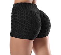 STARBILD Women's Scrunch Bums Shorts High Waist Anti Cellulite Honeycomb Biker Cycling Shorts Ladies Boom Booty Short Summer Hot Pant Black