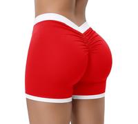 STARBILD Women's Sport Shorts V Back Scrunch, Summer Leggings Short Push Up Booty Lifting, Opaque Workout Hot Pants Sexy for Gym Fitness Yoga, Chili Red M