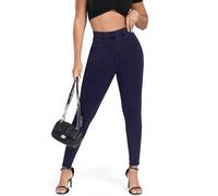 STARBILD Women's Stretch Jeans High Waisted, Scrunch Bum Skinny Jeggings Tummy Control, Pull On Denim Leggings with Ruched Butt Lifting for Women UK, Ruched Back - Navy Blue S