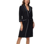 Starblazia Waffle Dressing Gown Ladies Housecoats Lightweight Women's Kimono Bathrobes Soft Nightwear for All Seasons Spa Sleepwear Hotel,M,Black