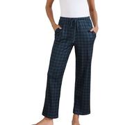 Starblazia Women's Pyjama Bottoms Soft Ladies Plaid PJ's Bottoms Casual Lounge Pants for Sleeping Trousers with Stretch Drawstring and Pockets,Black Green Plaid,XXL