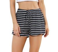 Starblazia Women's Pyjama Bottoms,Soft Sleep Shorts Elastic Waisted Striped Sleeping Pj Bottoms Lounge Pants Casual Stretchy Shorts with Pockets,XL,Black