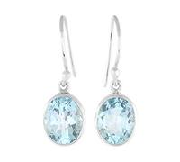 Starborn Blue Topaz Brazil Oval Panel Cut Faceted Earrings in 925 Sterling Silver