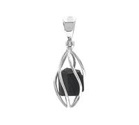 Starborn Creations Rough Gemstone Sterling Silver Cage Pendant Black Tourmaline Charm