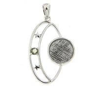Starborn Creations Sterling Silver, Moldavite and Muonionalusta Meteorite Stellar Pendant