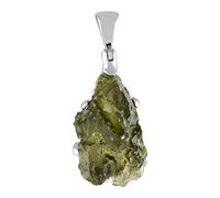 Starborn Moldavite Natural 10-15 carat Raw Healingstone 925 Sterling Silver Pendant