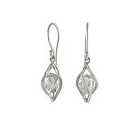 Starborn Sterling Silver cage set natural Herkimer Diamond Quartz Earrings