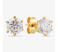 Starbright Gold 6mm Six Claw Cubic Zirconia Stud Earrings E2177(6M) 3A GP
