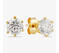 Starbright Gold 6mm Six Claw Cubic Zirconia Stud Earrings E2177(6M) 3A GP