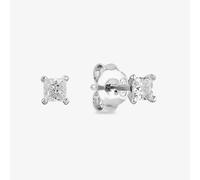 Starbright Silver 3mm Four Claw Square-Cut Cubic Zirconia Stud Earrings E304(3X3M) 3A