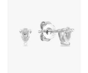 Starbright Silver 3x5mm Pear-Cut Cubic Zirconia Stud Earrings E3127(3X5M) 3A