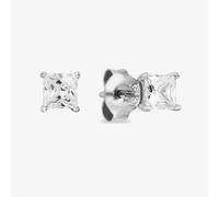 Starbright Silver 4mm Four Claw Square-Cut Cubic Zirconia Stud Earrings E304(4X4M) 3A