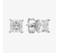 Starbright Silver 5mm Four Claw Square-Cut Cubic Zirconia Stud Earrings E304(5X5M) 3A