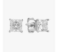 Starbright Silver 5mm Four Claw Square-Cut Cubic Zirconia Stud Earrings E304(5X5M) 3A