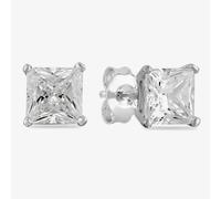 Starbright Silver 6mm Four Claw Square-Cut Cubic Zirconia Stud Earrings E304(6X6M) 3A
